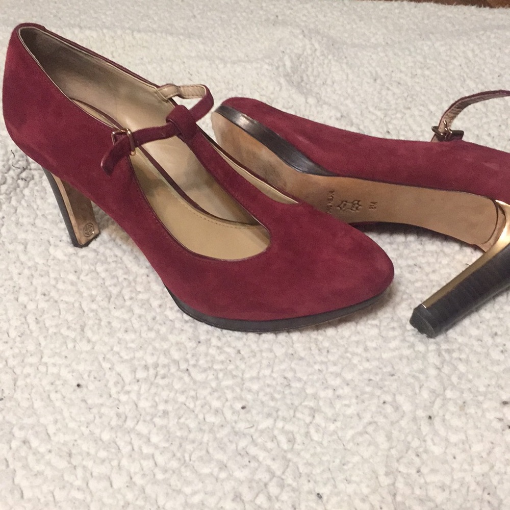 Antonio melani t strap suede leather heels